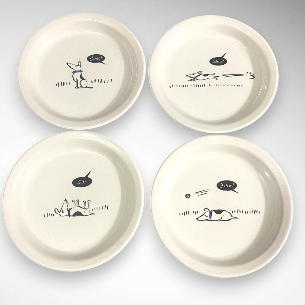UNCOMMON GOODS Bad Dog Series Set of‎ 4 Snack Plates | EUC